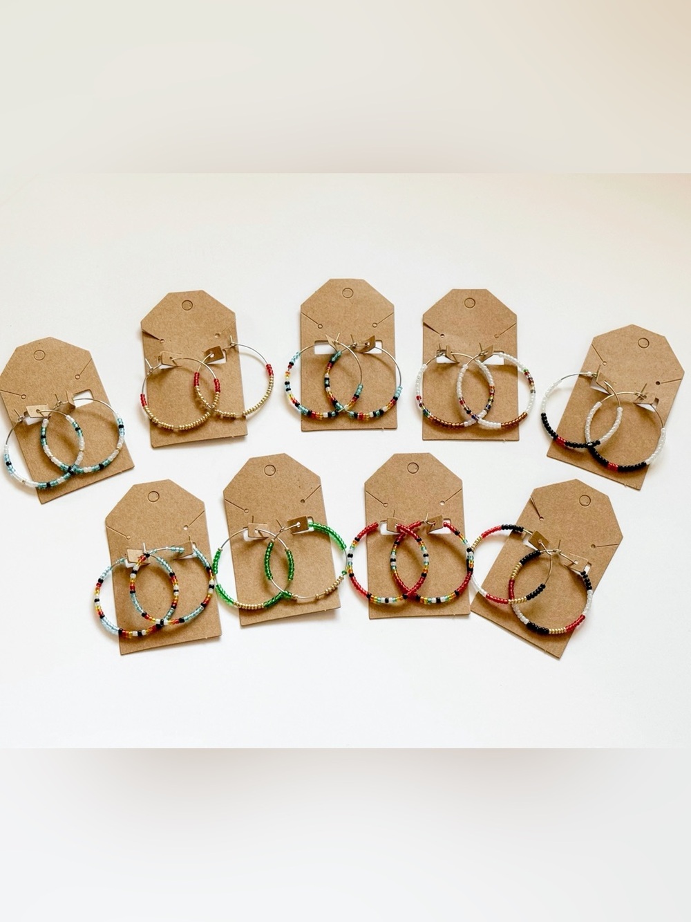 Beaded Multicolor Hoop Earrings - Women Jewelry